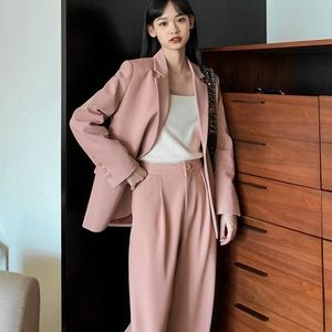 Dusty pink OVERSIZED suit set blazer and pants